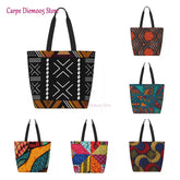 Afrikanischer Schlammstoff, Bogolan-Design, Einkaufstasche, Schultertasche aus Canvas, strapazierfähig, Einkaufstaschen mit geometrischer Stammeskunst